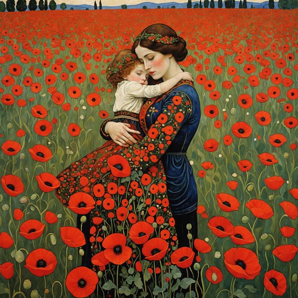 Reproduction tableau de gustav klimt : appréciez le champ de coquelicots