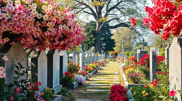 Décorer un cimetière avec des fleurs artificielles toute l'année